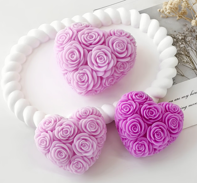 Silikonová formička Srdce s růžičkami